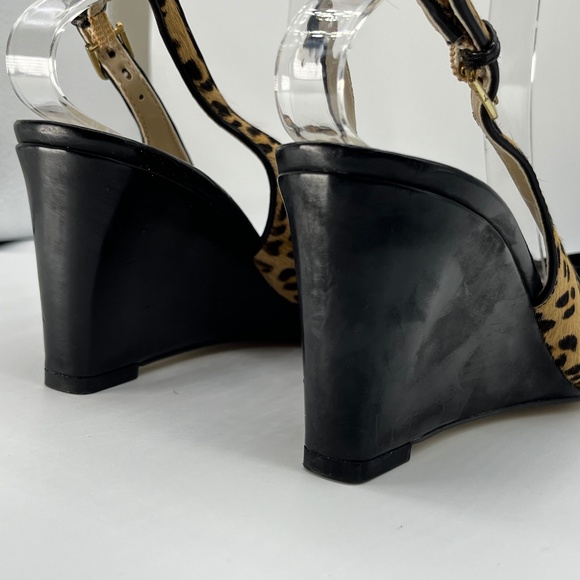 Ellen Tracy Cheetah print leather Wedge slides.  SZ: 6.5. - Picture 9 of 10